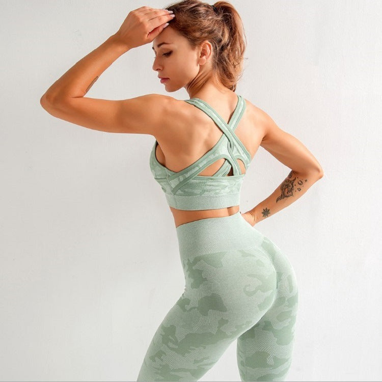 Slim Print Fitness Sports Bra And Pants Set