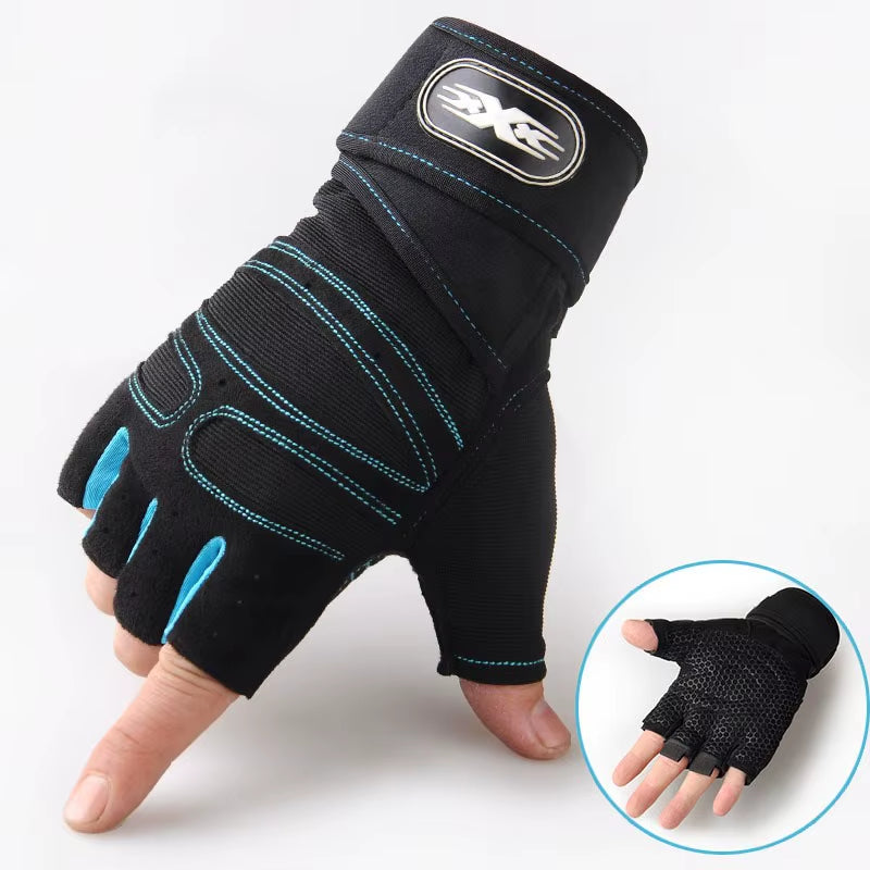 Mens Half Finger Gym Weight Lifting Gloves Fitness Sport Training Heavyweight Workout Wrist Wrap Weight Lifting Exercise Gloves