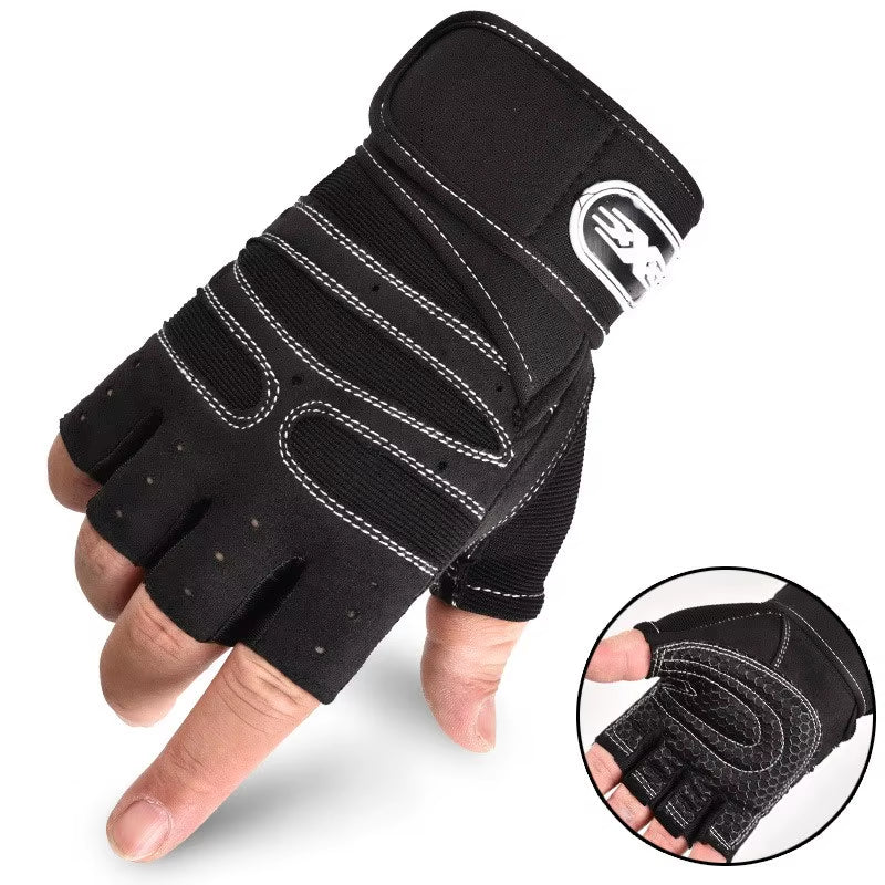 Mens Half Finger Gym Weight Lifting Gloves Fitness Sport Training Heavyweight Workout Wrist Wrap Weight Lifting Exercise Gloves