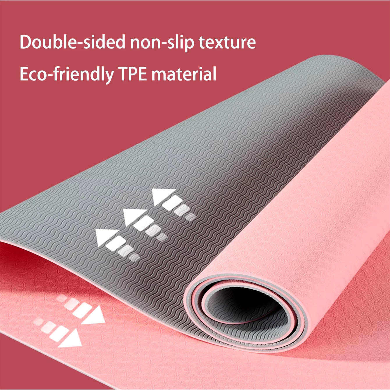 TPE Yoga Mat, Eco Fitness Mat with Strap, Professional Yoga Mat, Women'S Non-Slip Home Training Mat, Pilates