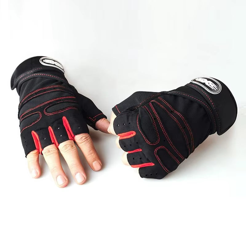 Mens Half Finger Gym Weight Lifting Gloves Fitness Sport Training Heavyweight Workout Wrist Wrap Weight Lifting Exercise Gloves