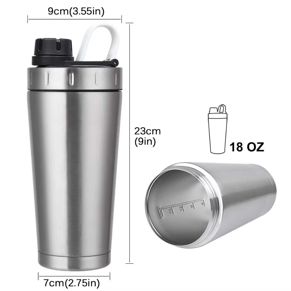 Customized Stainless Steel Protein Shaker Bottle - 20oz Double Wall Vacuum Insulated, Leak-Proof Sport Drinkware